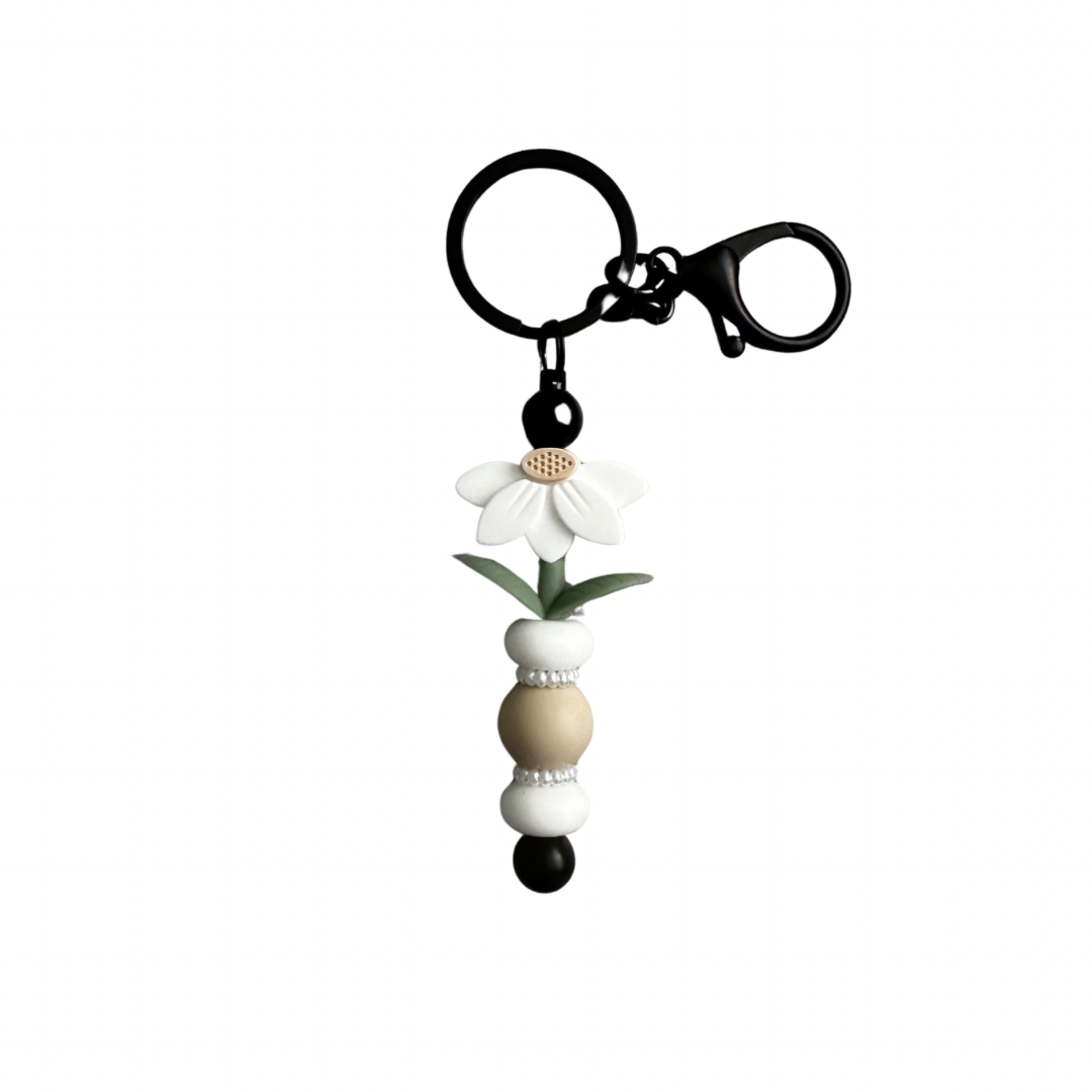 Sleutelhanger bloem wit