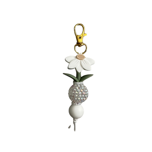 Telefoonhanger bloem met glitterkraal