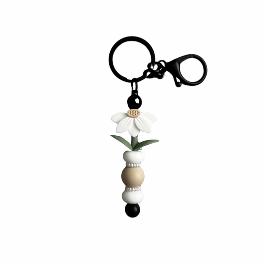 Sleutelhanger bloem wit