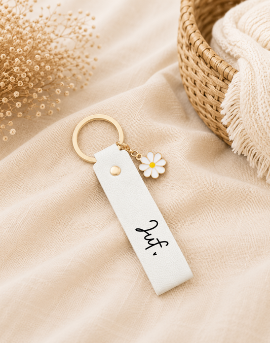 Sleutelhanger Beige met Madeliefje